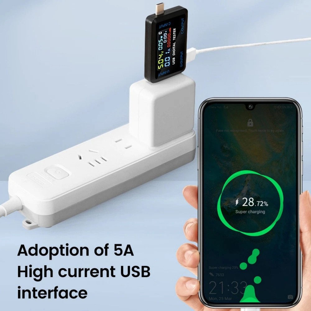 Replacement USB Type C Voltmeter Ammeter with Timing Function Power Monitor