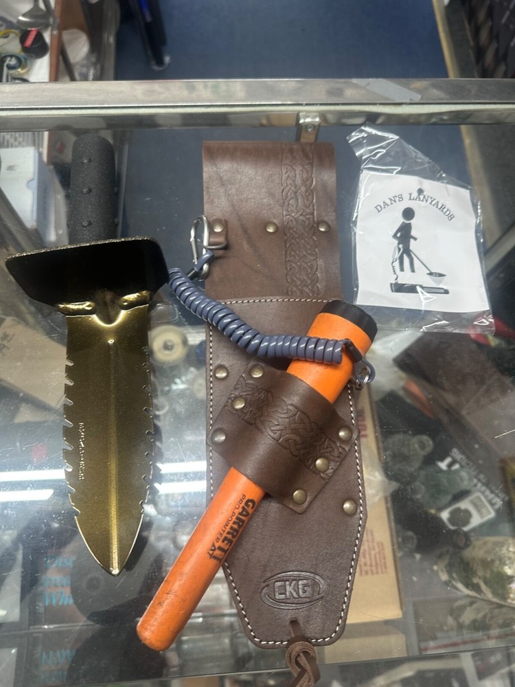 New Excalibur Hand Digger, New Leather Sheath, Used Garrett Propointer