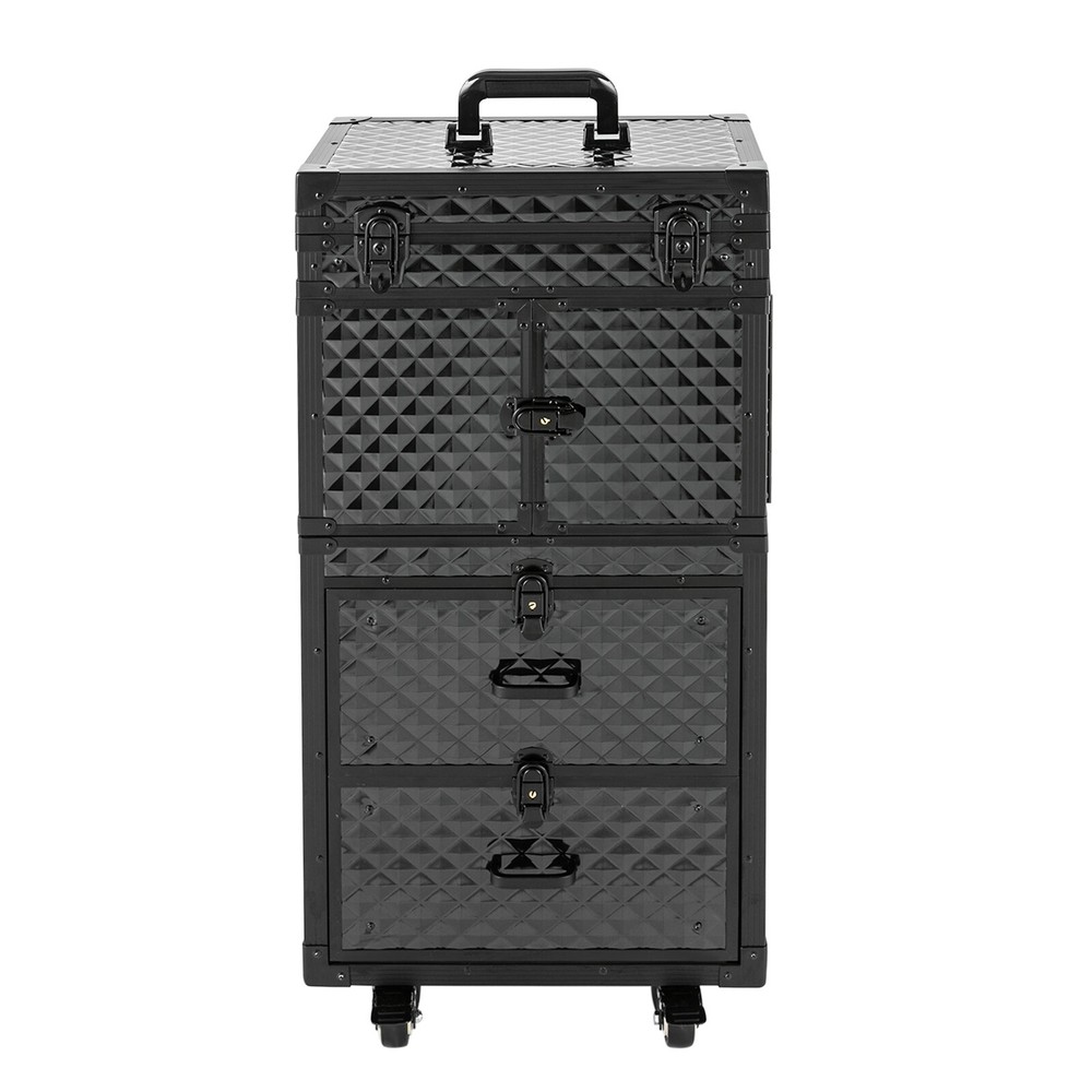 Rolling Hairdressing Case Rolling Cosmetic Case Makeup Train Case w/ 4 Layers