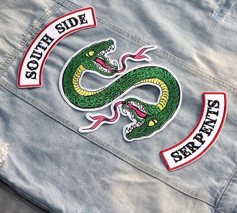 Riverdale Southside Serpent 4 Piece Iron On Large Jacket & Shoulder Patch Set