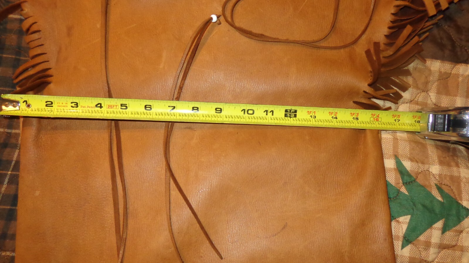 Used Vintage Buckskin Leather Suede Handmade Native American Dress Beads Fringed