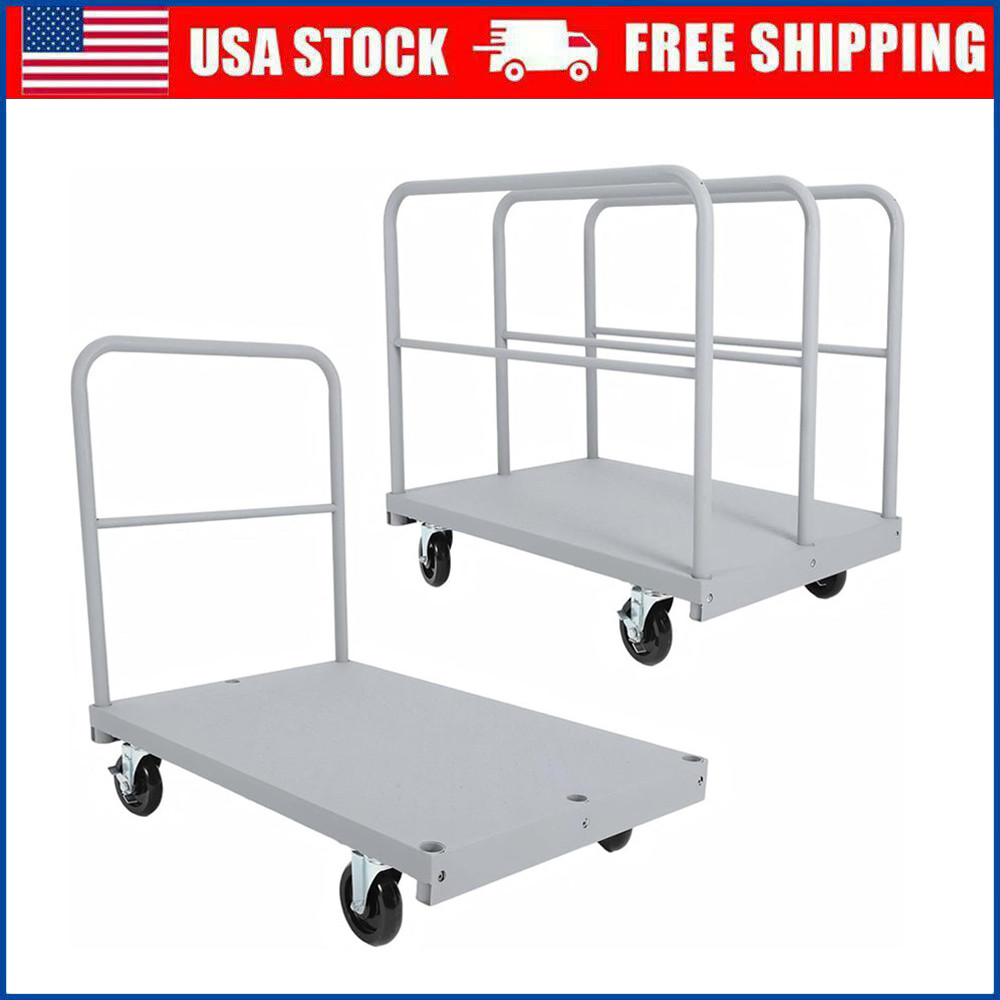 2-in-1 Platform Truck Cart Steel Panel Flatbed Dolly Cart 2200lbs with 4 Casters