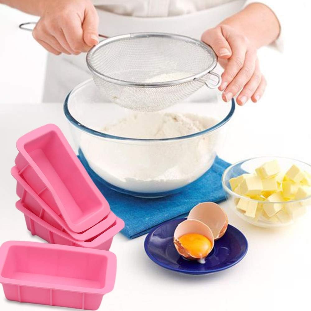 Silicone Mini Bread Loaf Pans for Baking Nonstick Small Toast Cake Bakeware 6...
