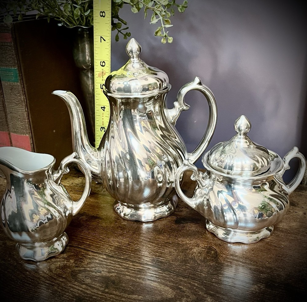 WMF (Germany) Silver-Coated Porcelain Tea Set