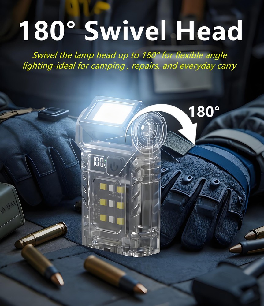 Super Bright 7 Modes Light Magnet Flashlight Pocket Torch Emergency Rechargeable