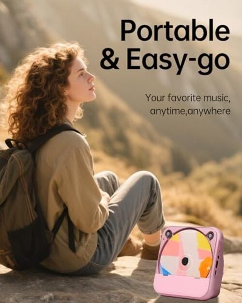 Portable CD Player with Bluetooth, Rechargeable Wireless Mini Desktop for Home