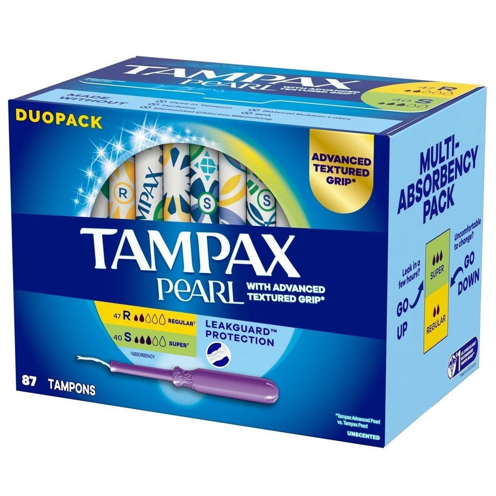 Tampax Pearl Tampons, Duopack, 87 Count