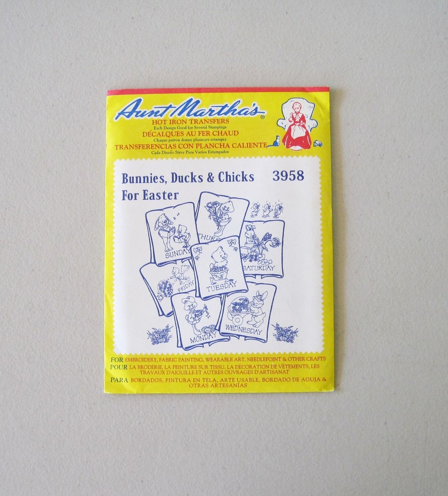 Aunt Martha's Bunnies Ducks Chicks for Easter Transfer Embroidery Pattern 3958
