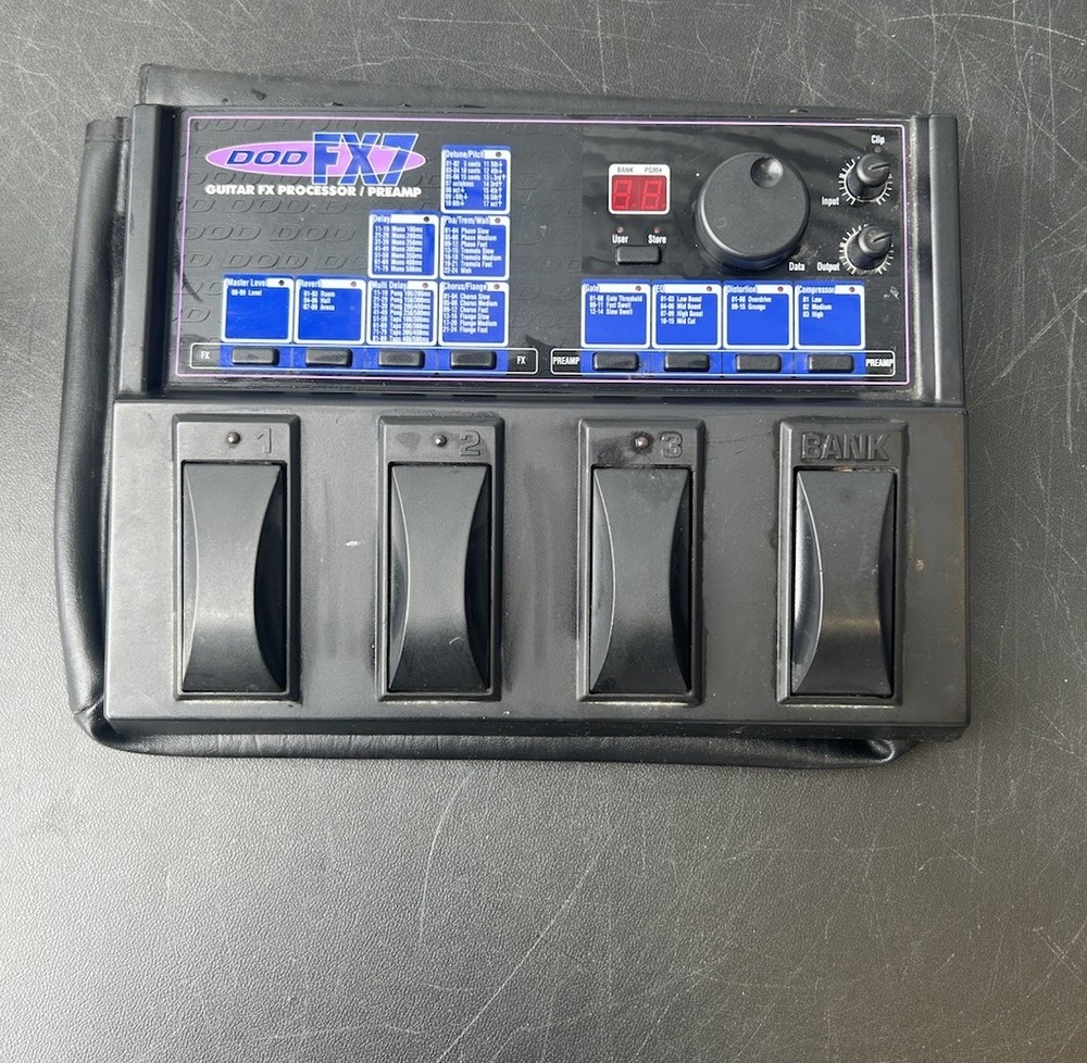 DOD FX-7 Guitar FX Processor/Preamp 4 Pedal w/ Leather Carrying Case