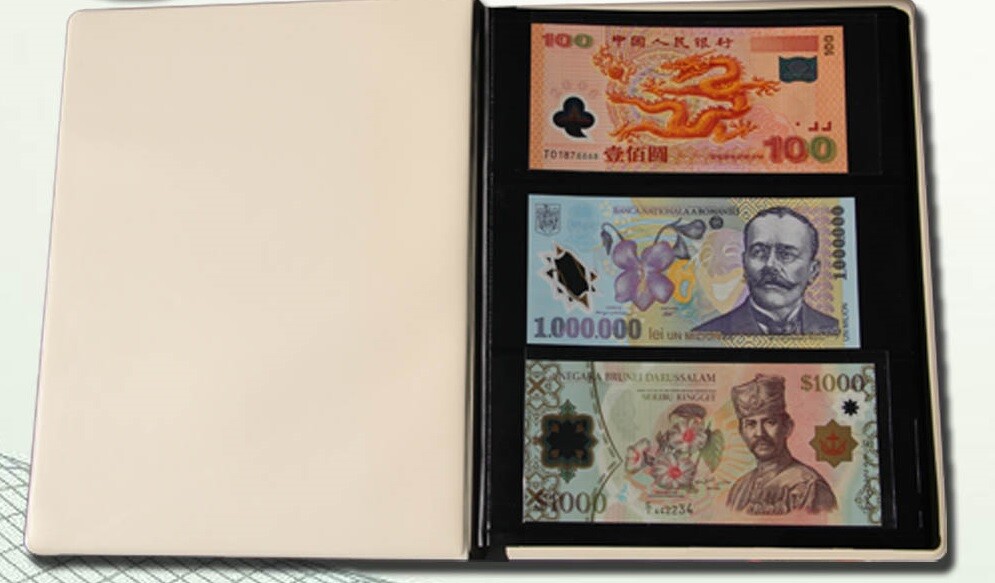 60 Pockets Paper Money Currency Banknote Collection Book Storage Leather Album