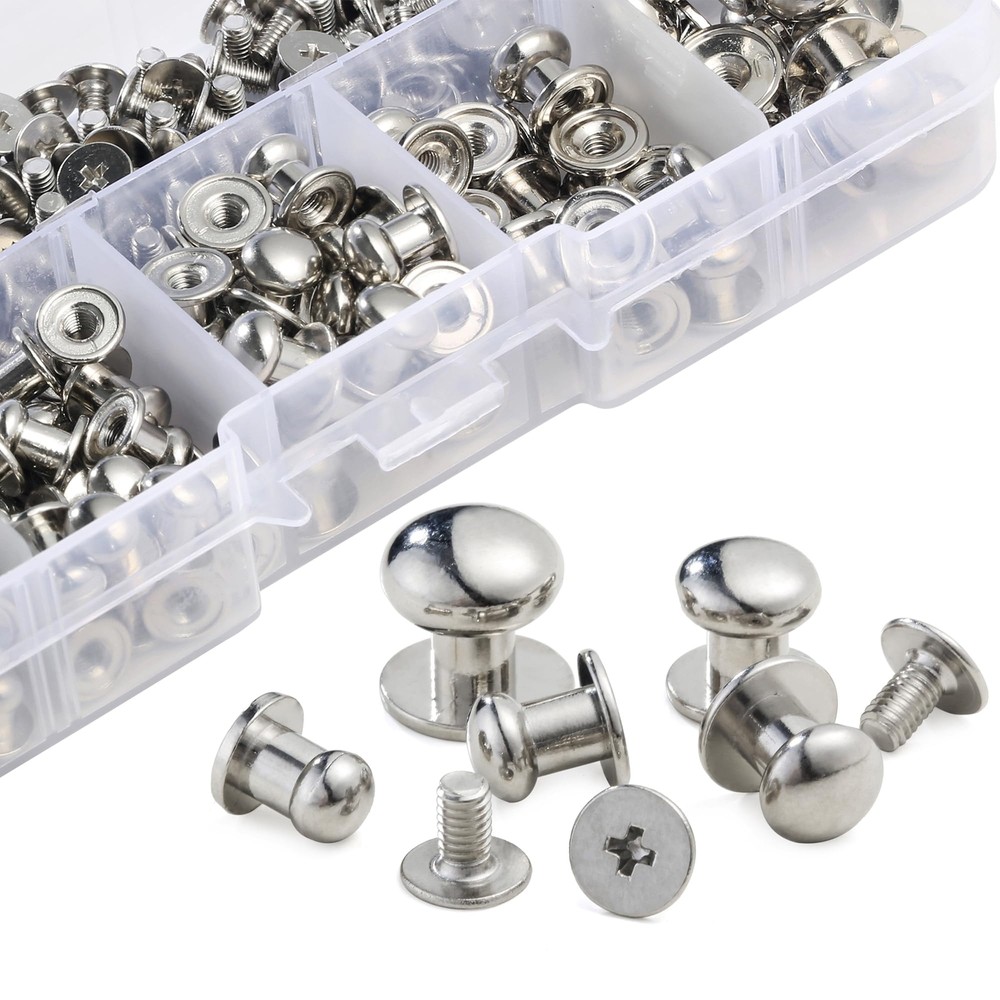 120 Sets Round Head Button Stud Assorted Sizes Button Screw Stud for Leather ...
