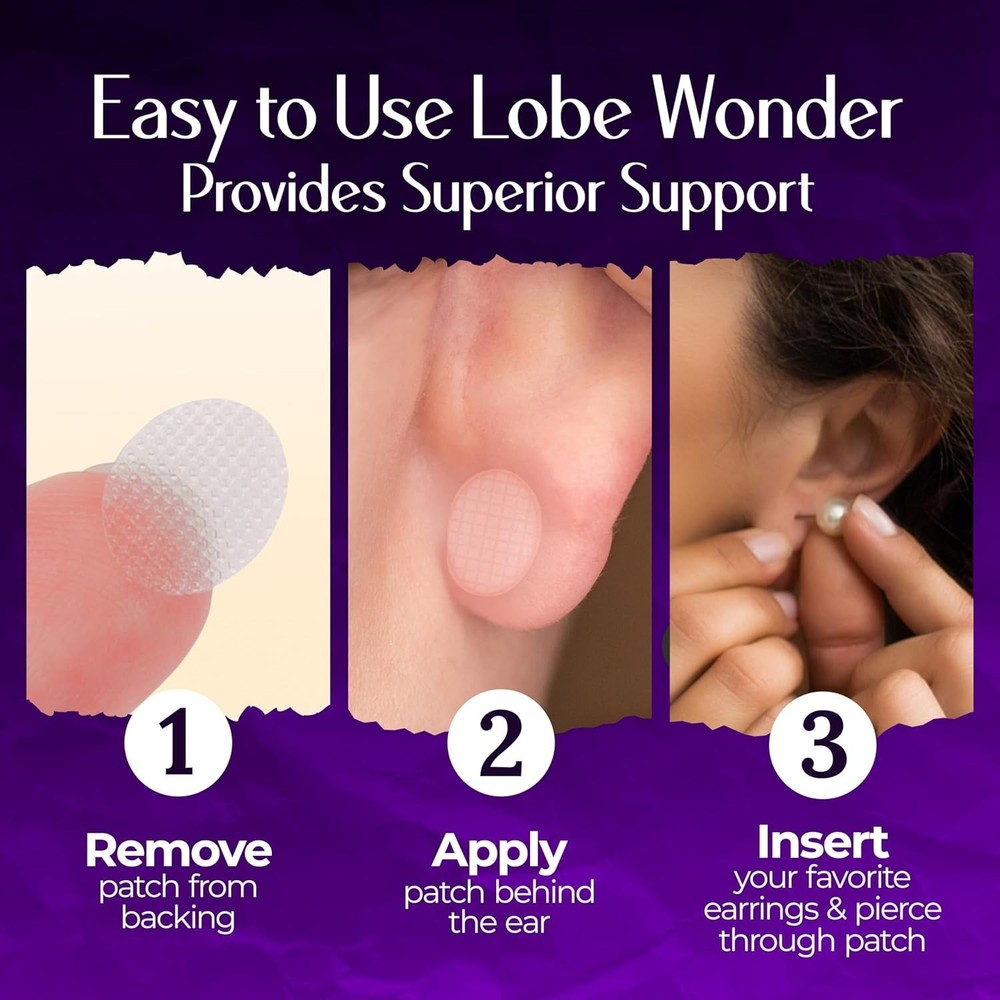 Lobe Wonder - The Original Ear Lobe Support Patch For Pierced Ears - E