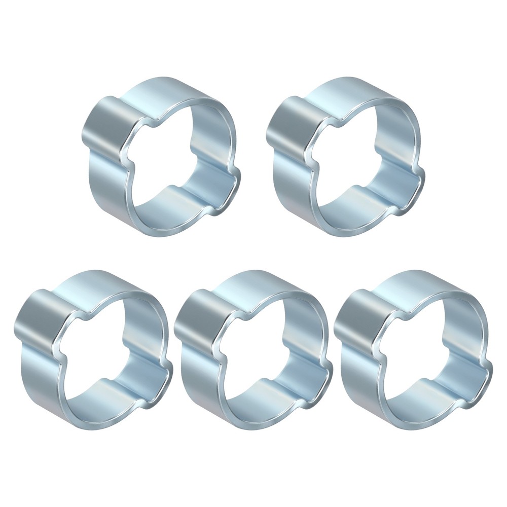 5Pcs Galvanizing Plate Double Ear Hose Clamps, Adjustable 15-18mm
