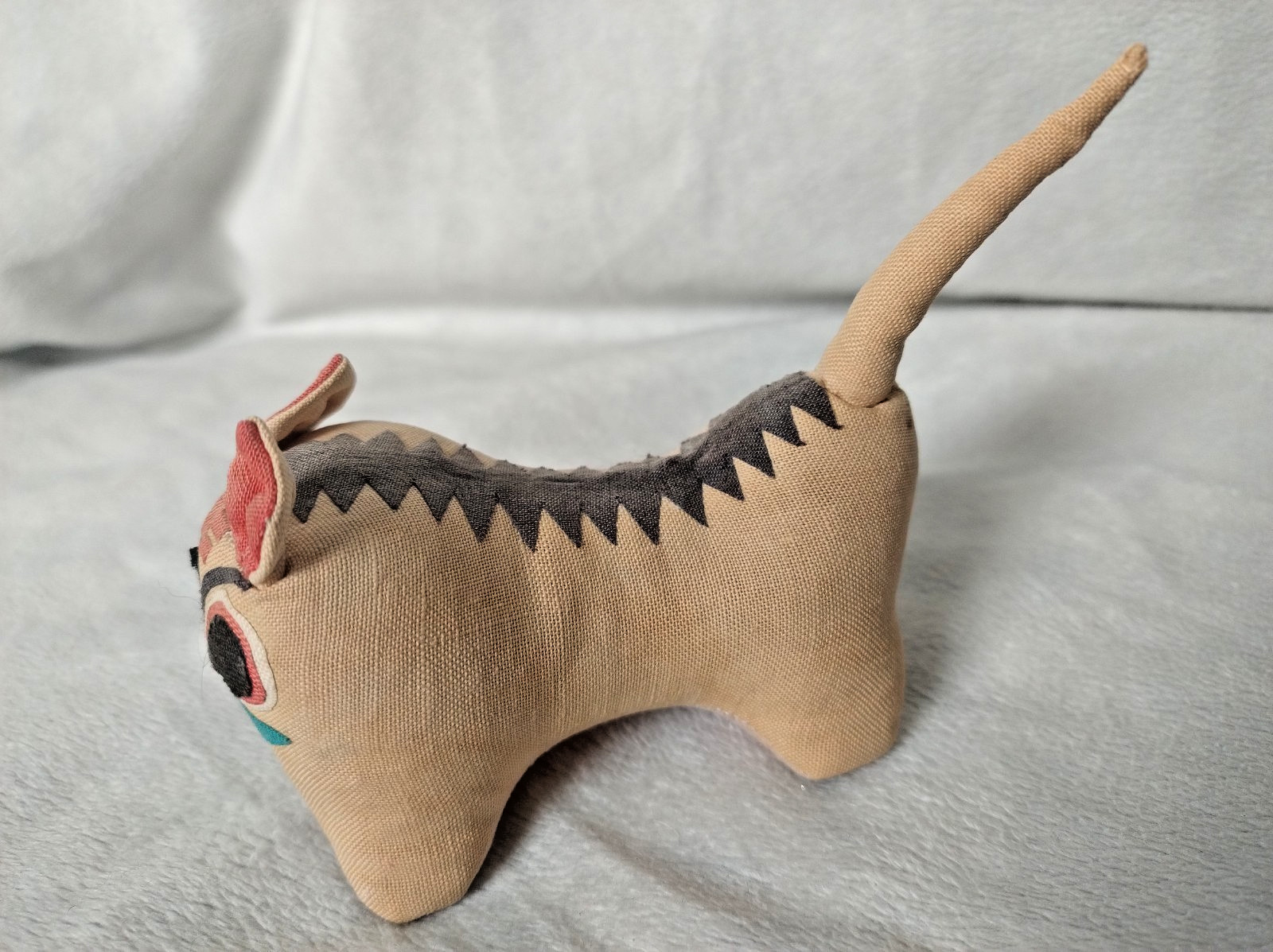 Two Vintage Chinese Traditional Folk Art Cloth Plush Tiger Pillows