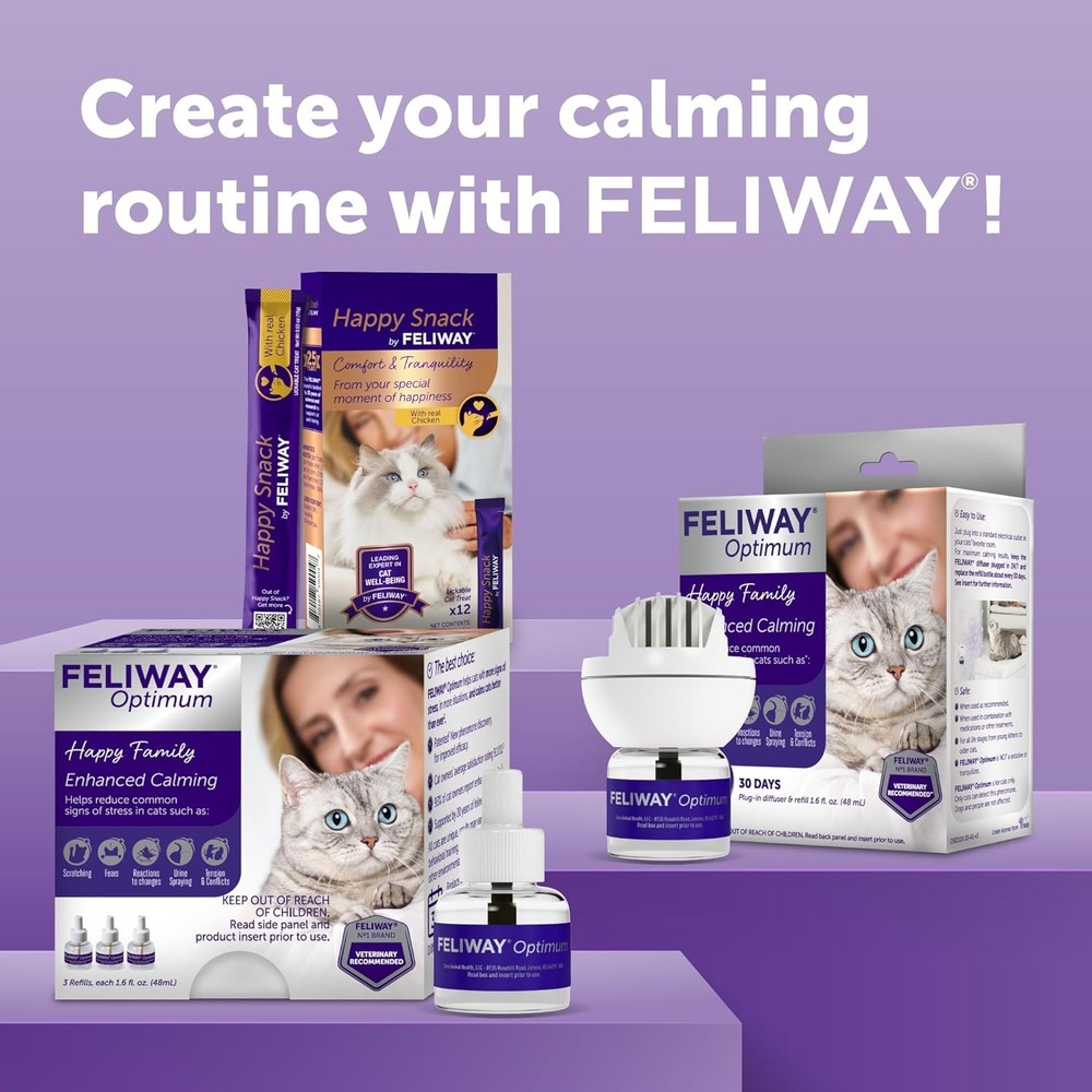 Optimum 3 x 30 Day Cat Calming Refills Pheromone Diffuser 3 x 48ml Value Pack