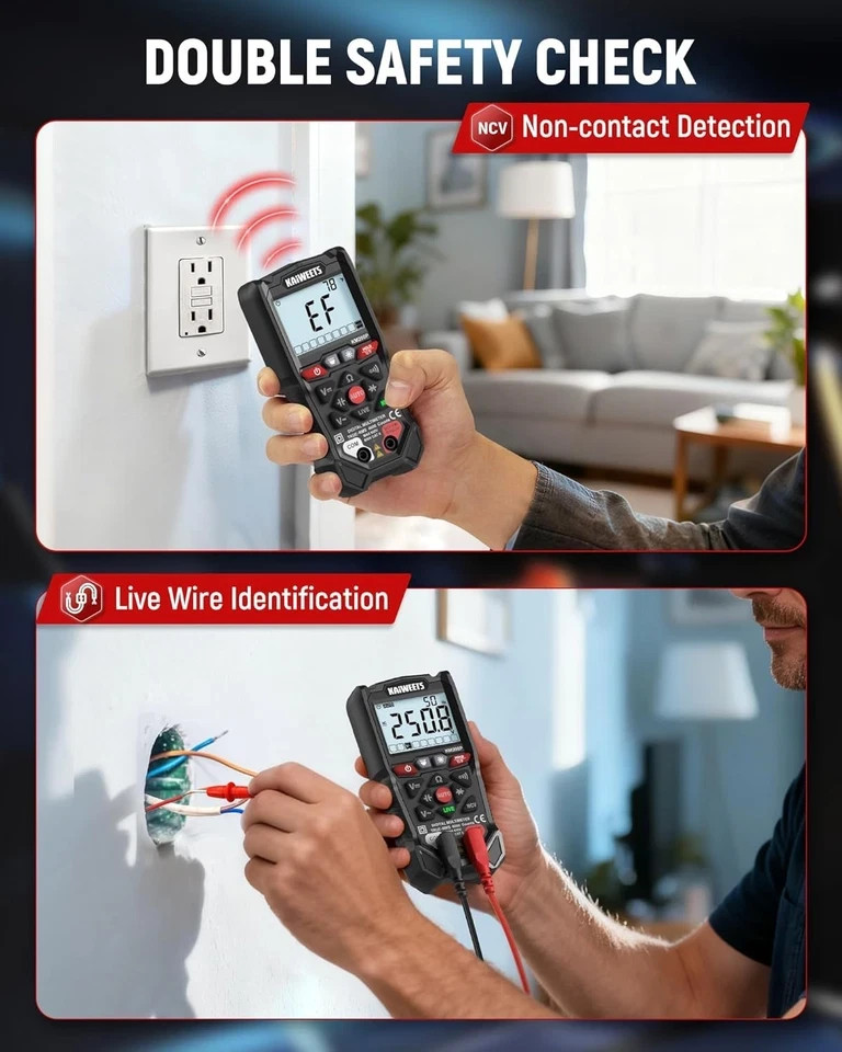 KAIWEETS KM200P Digital Multimeter, All Button Operation, TRMS Auto Ranging, 400