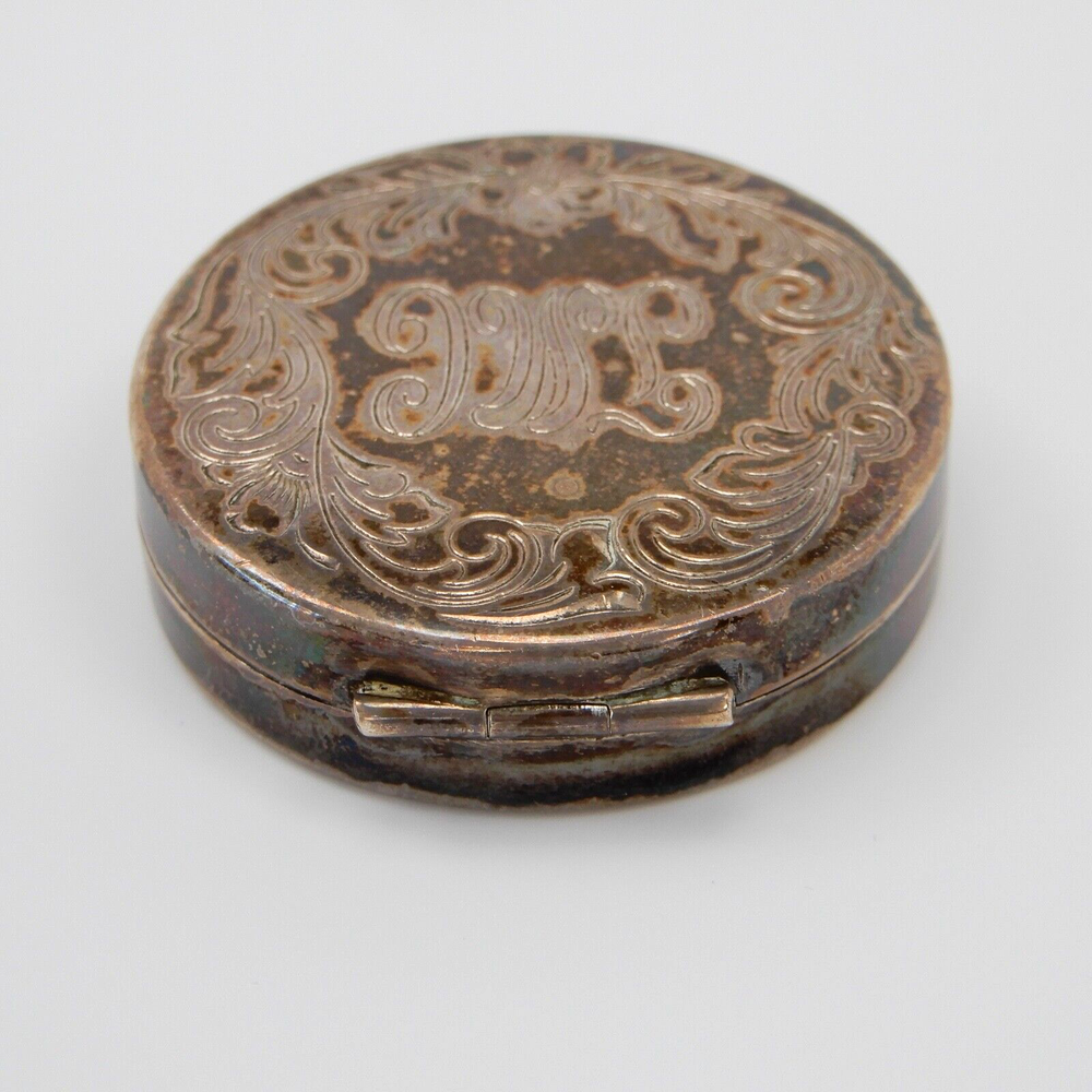MONO Engraved "TMC" Round Solid STERLING Silver Compact Pill Box Pot 1.5" - 22g