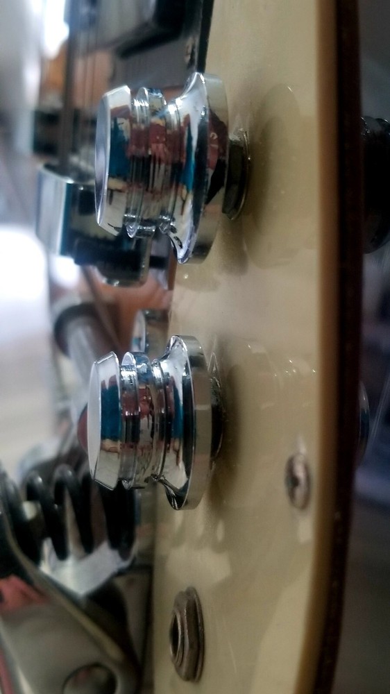 TWO (2) Spun Hat Guitar Knobs Chrome Plated Volume - Tone Fillmore Mosrite NEW