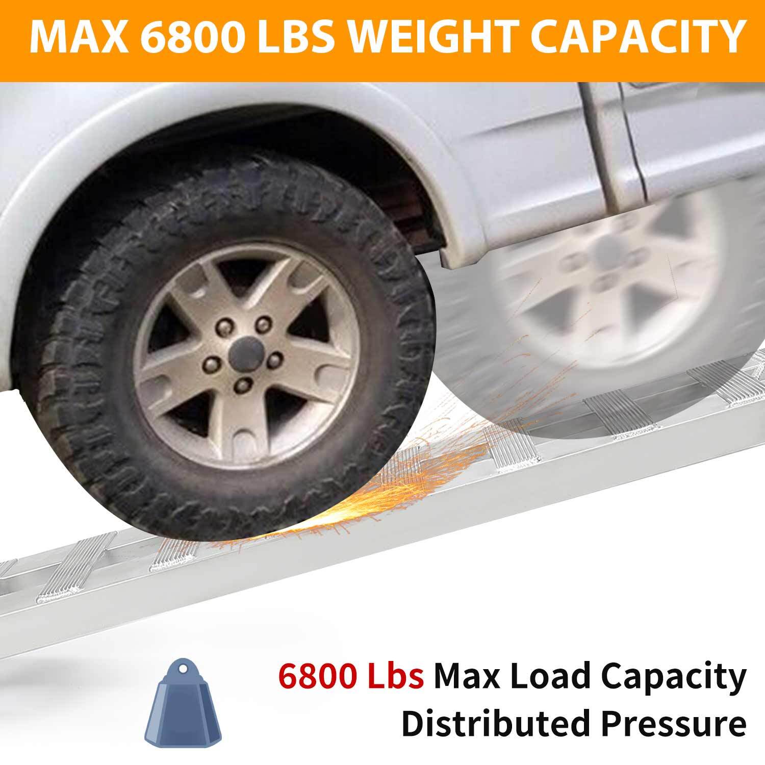Pair For 60''X15" Aluminum Ramps 6800 LBS Truck Car Auto Trailer Ramps Hook End