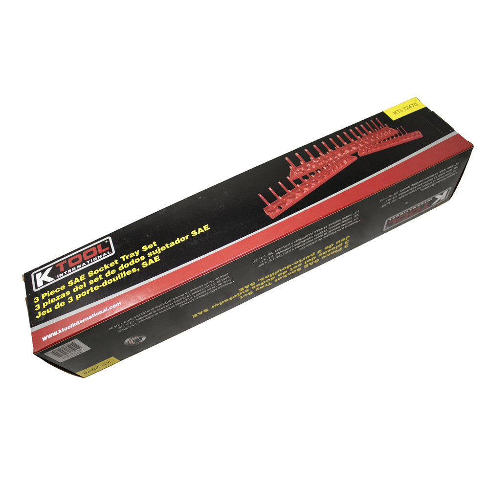 K-Tool 72470 3-pc SAE Fractional Socket Holder Set, Red