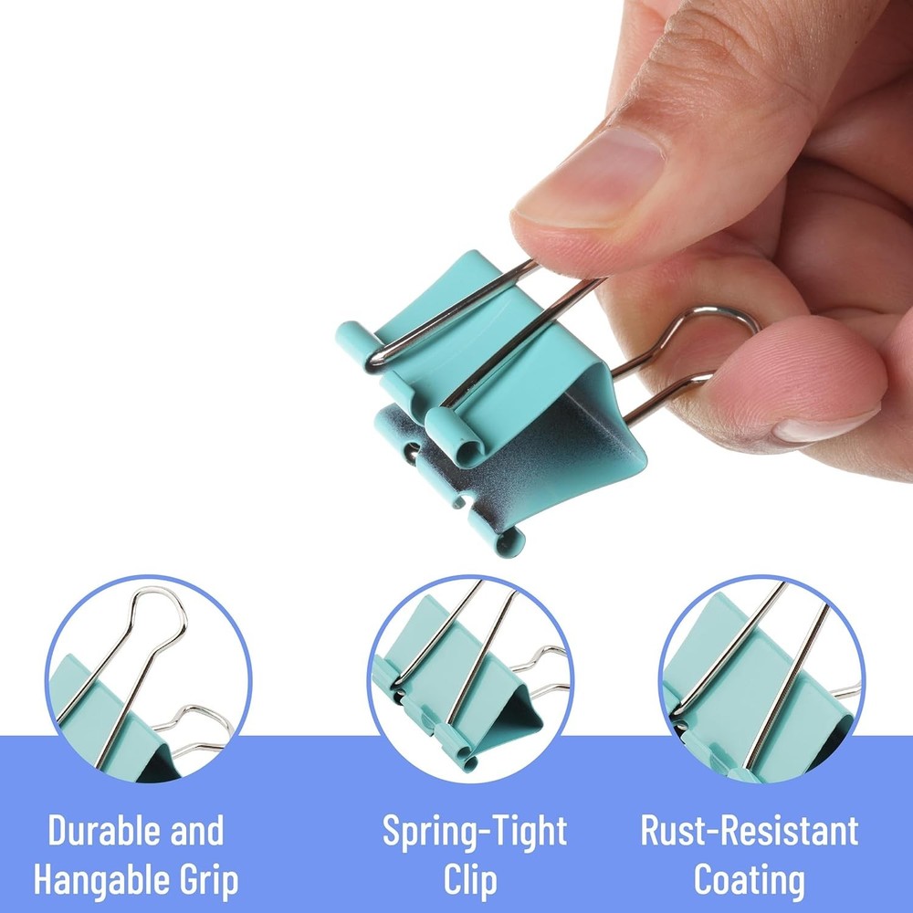Colored Binder Clips, 1.25 inch, 25 Pack, Medium, Color Binder Clips Medium S...