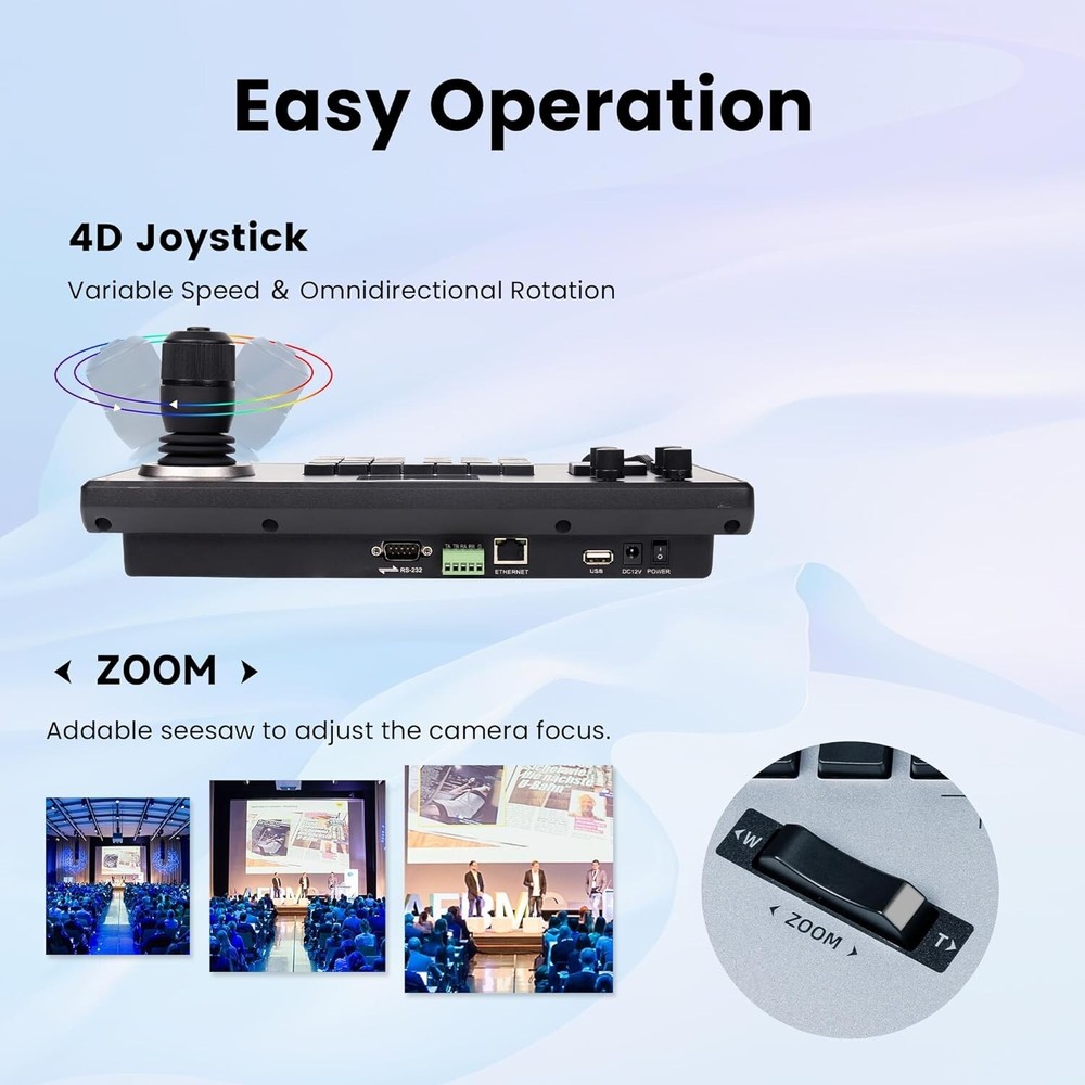 Tenveo PTZ Camera Joystick Controller 5'' LCD Screen Support NDI PoE RS232 RS485