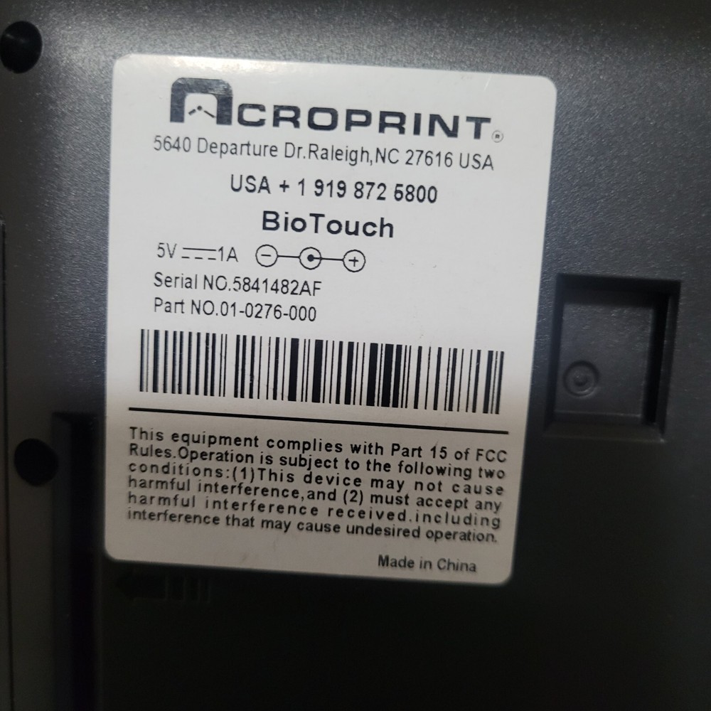Acroprint BioTouch Time Clock Automatic Biometric Fingerprint