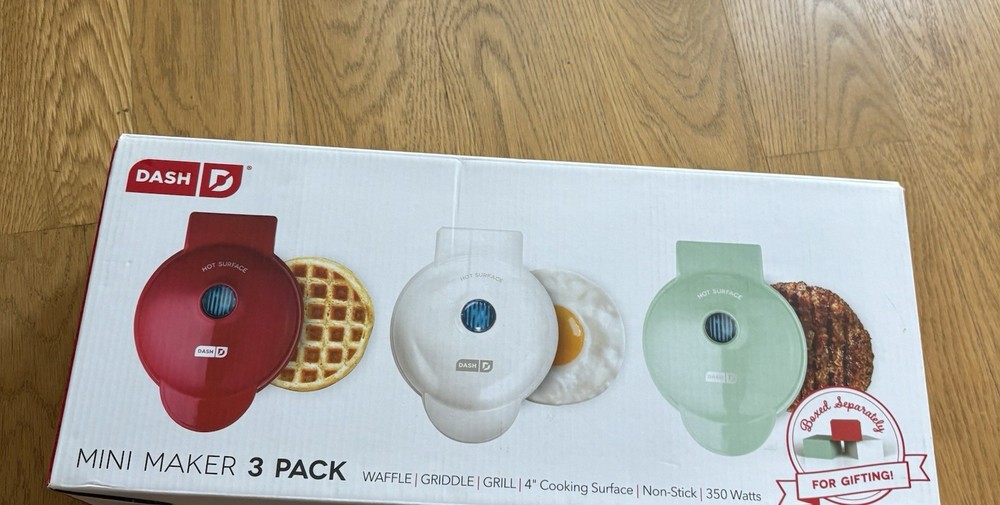 DASH Mini Maker 3 Pack Waffle Griddle Grill Set – New in Box, 350W