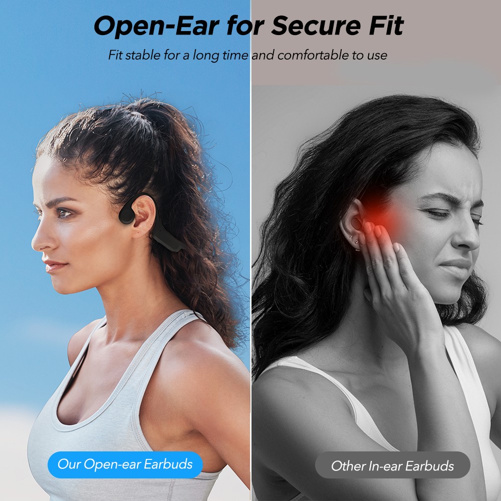 Mpow Bone Conduction Headphones Wireless Bluetooth Headsets Noise Canceling Mic