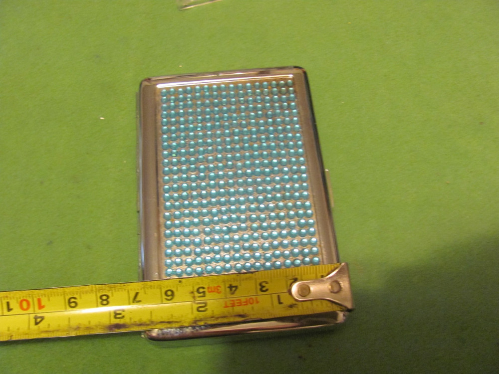 Bling Rhinestone Crystal Cigarette Metal Case. 4" x 2.5"