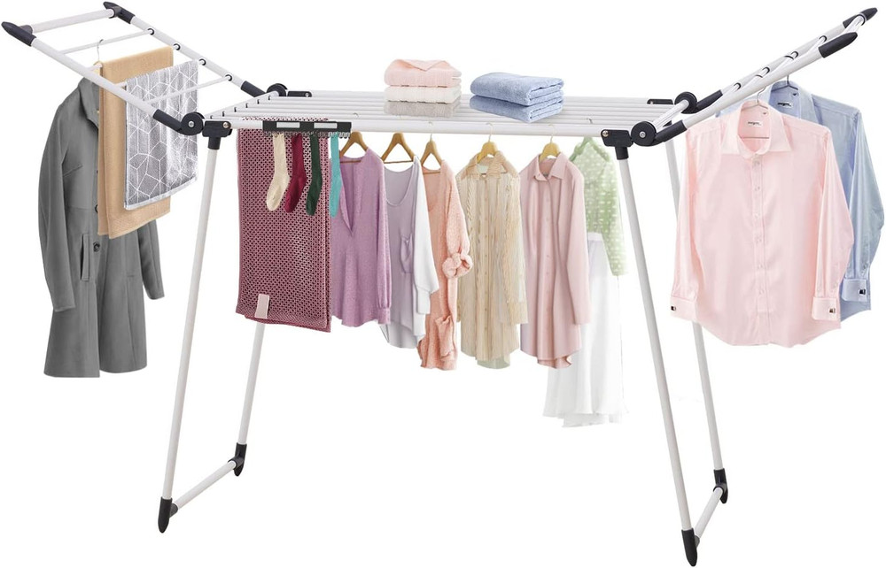 Clothes Drying Rack, Gullwing Laundry Rack, Collapsible, Space-Saving Laundry Ra