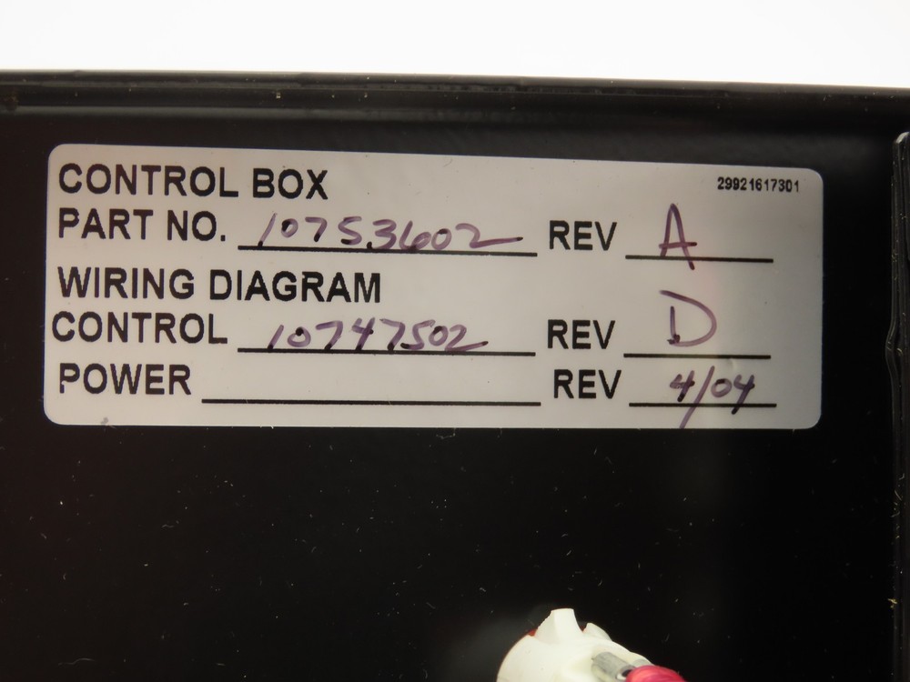Conair 10753602 Self Contained Vacuum Loader Integral Motor Control Panel Box