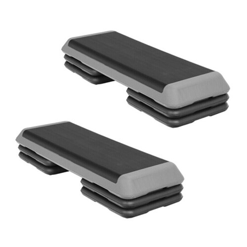 2PCS Indoor Training 4"- 6"- 8" Exercise Aerobic Stepper Workout Step W/ 4 Riser