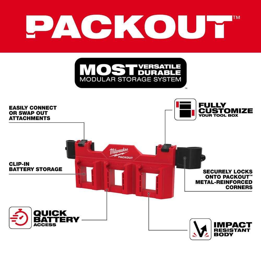 Milwaukee Packout Tool Box M18 Battery Rack Attachment