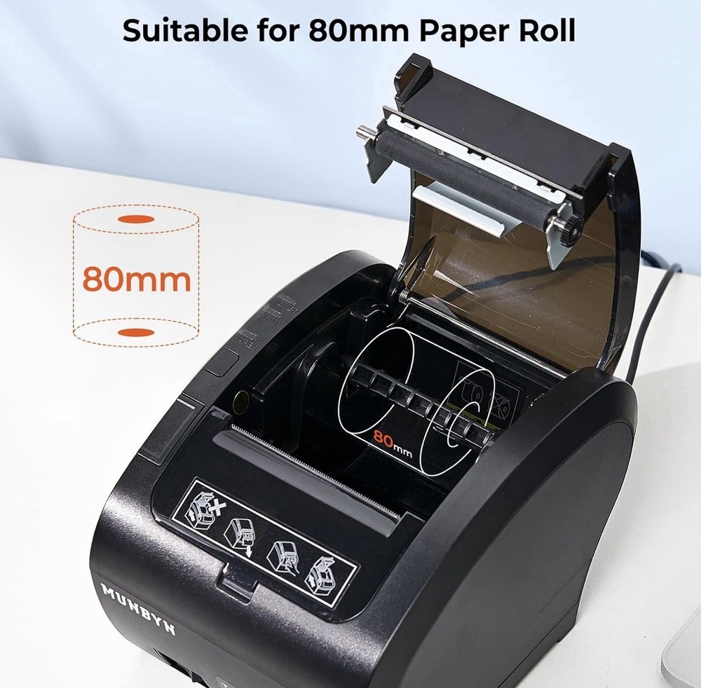 MUNBYN Bluetooth Thermal Receipt Printer P047, 80mm POS Printer, Thermal Printer