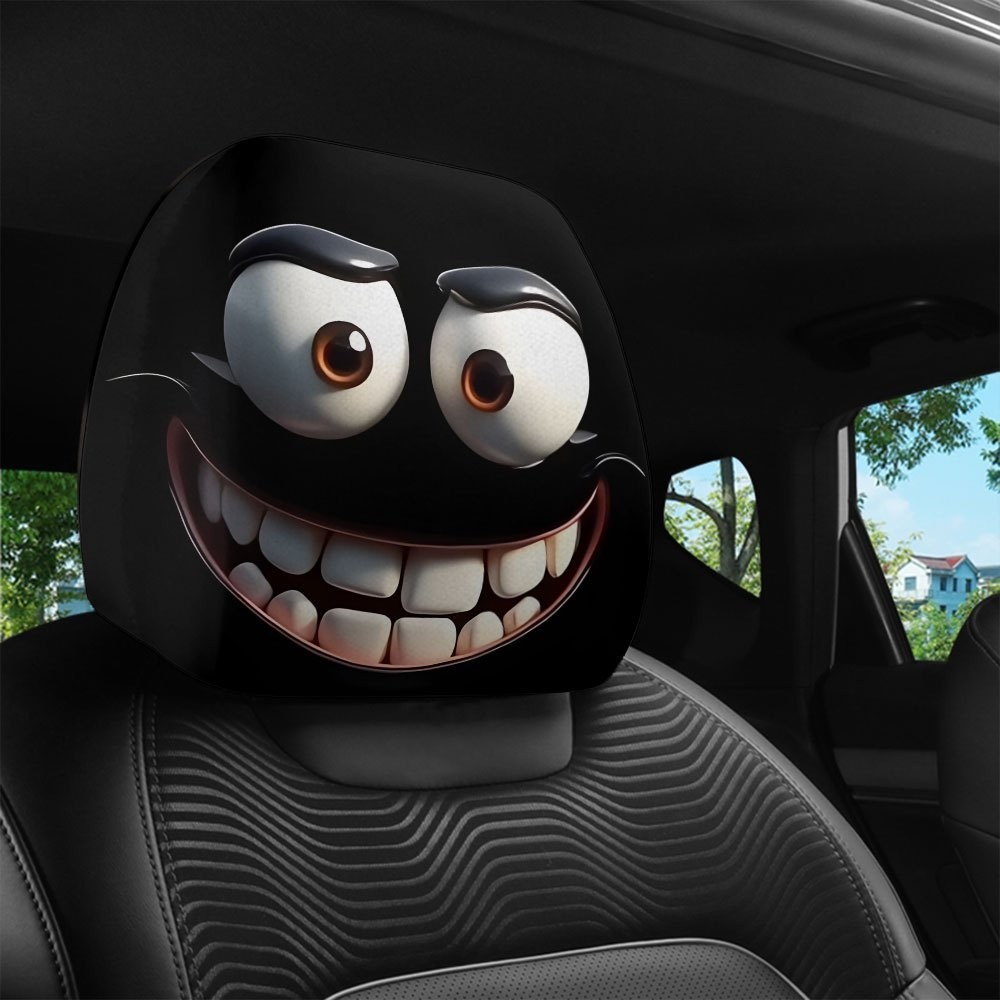 2pcs Sci-Fi Warrior Car Headrest Covers Funny, Universal Fit TL