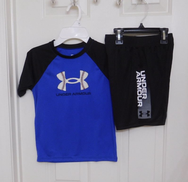 Under Armour 2-Piece Baseball Logo Shirt Shorts Set Size 6 NWT