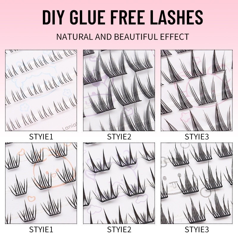 12 Styles Segmented Self-Adhesive False Eyelashes – Mixed Set No Glue