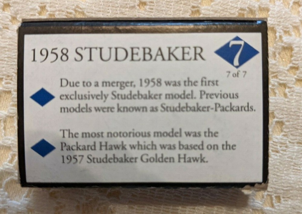 Studebaker Golden Hawk Matchbook W/O Matches