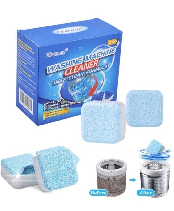 Laundry Washing Machine Cleaner Tabs Deep Cleaning 12Ct  Deep Clean Formula New