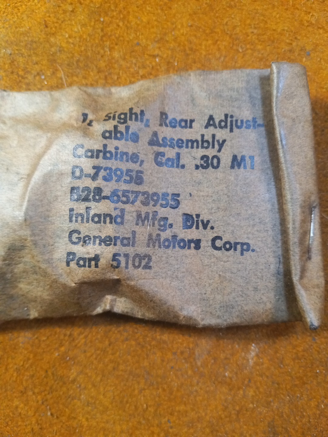 M1 Carbine Rear Sight Inland Milled Adjustable PI stamped