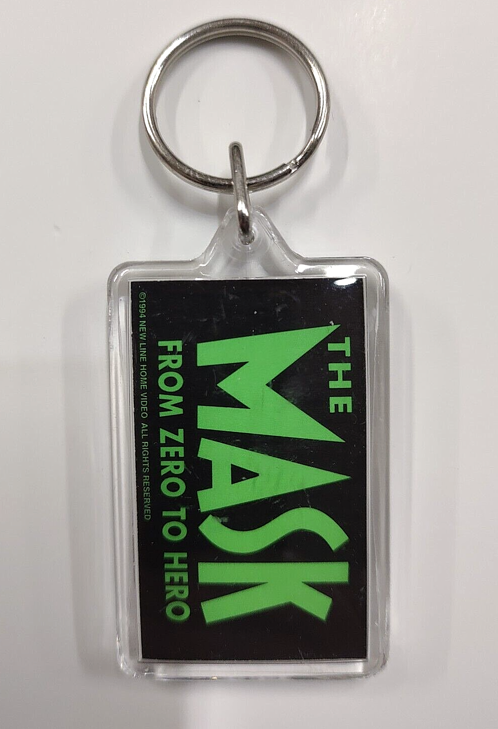 1994 THE MASK KEY CHAIN JIM CARREY From Zero To Hero movie keychain vtg promo