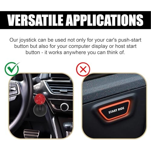 Bling Car Push Starter Button Cover, Rhinestone Auto Engine Joystick Red