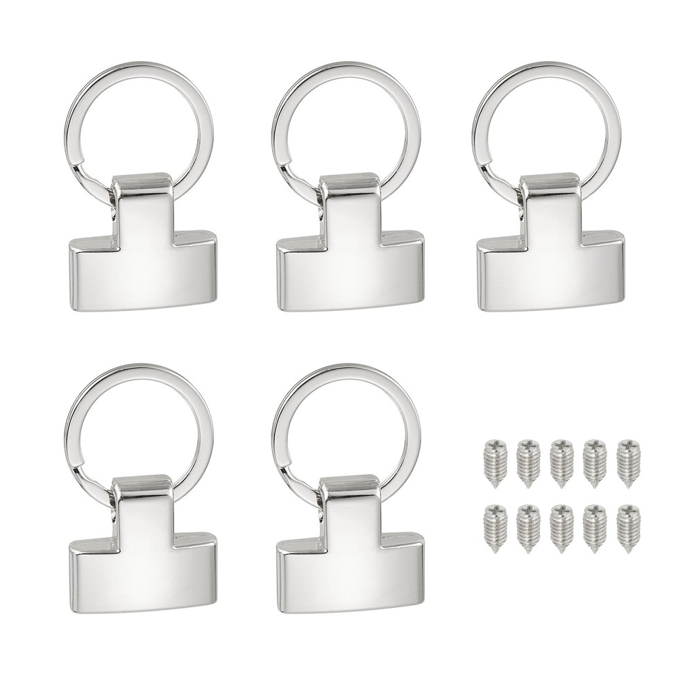5 Sets Key Fob Hardware with Split Ring Holder for Car Keychain, Silver Tone