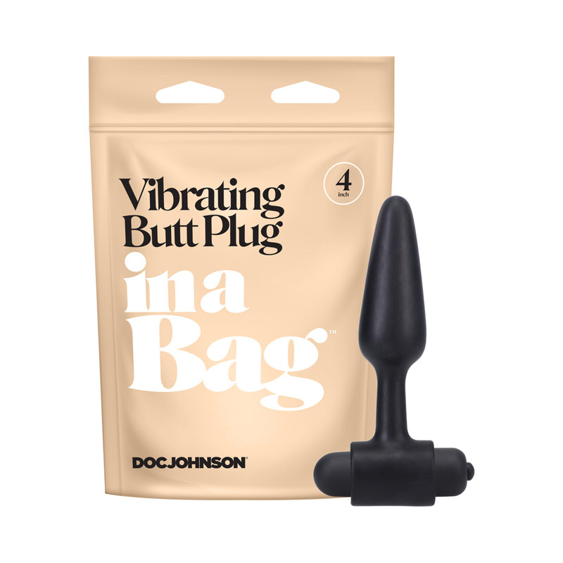 In A Bag Vibrating Butt Plug 4  or 5 inch Black