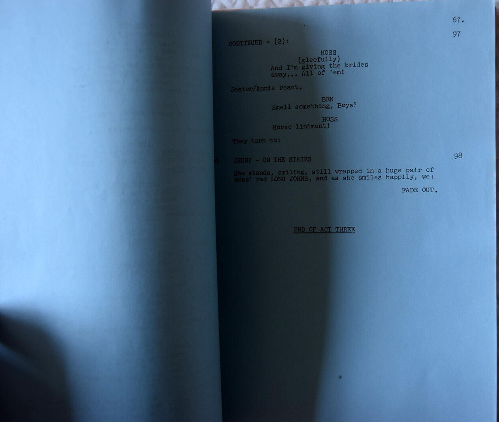 1965 Bonanza "Three Brides for Ross" Original Screenplay Script