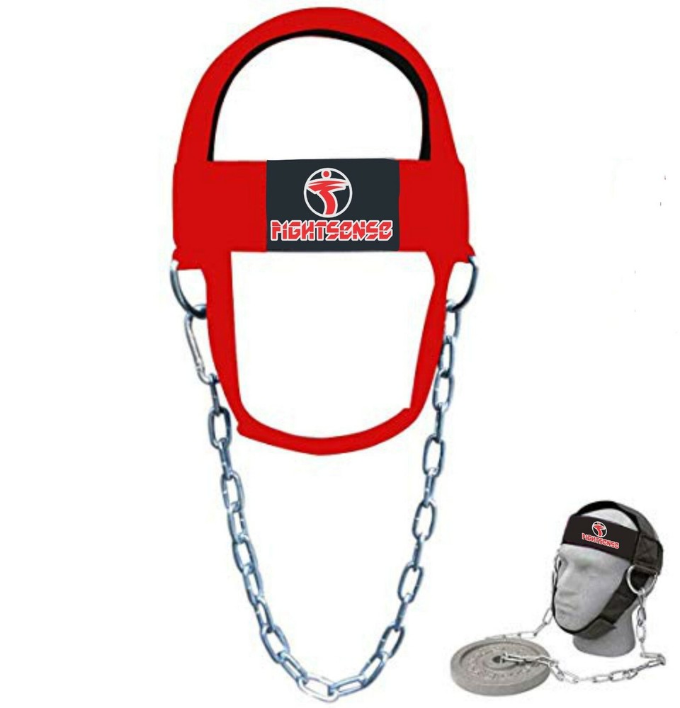 FIGHTSENSE Head Neck Harness Strap Neck Support Lifting With Chain Red