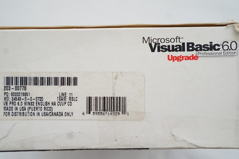 Microsoft Visual Basic 6.0 Professional Upgrade or Full Ver for Windows 95 ~ 11