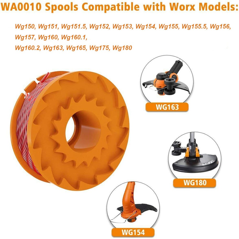 For WORX WA0010 Replacement Spool Line For Grass Trimmer Edger 10ft Cap Cover