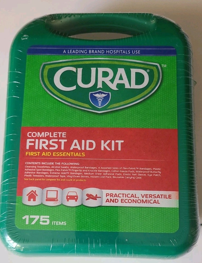 New & Sealed Curad Complete First Aid Kit Essentials 175 Items in Plastic Case